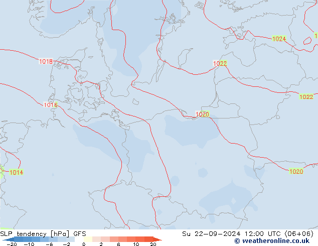 SLP tendency GFS Su 22.09.2024 12 UTC