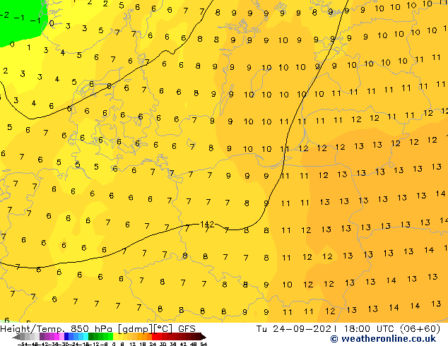 Z500/Rain (+SLP)/Z850 GFS Ter 24.09.2024 18 UTC