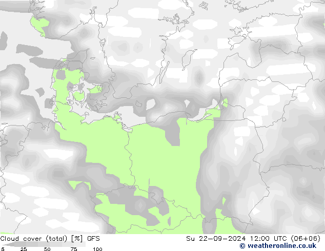 облака (сумма) GFS Вс 22.09.2024 12 UTC