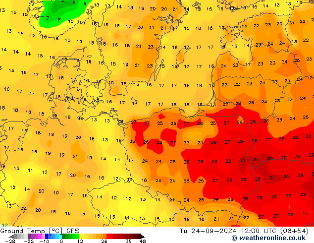 temp. mín./solo GFS Ter 24.09.2024 12 UTC