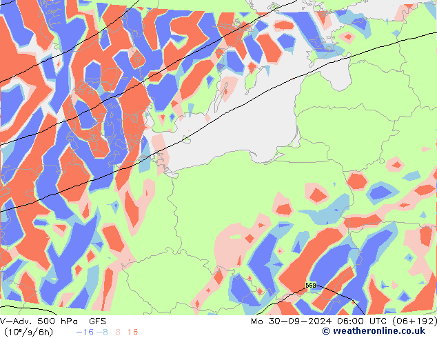 V-Adv. 500 hPa GFS Mo 30.09.2024 06 UTC