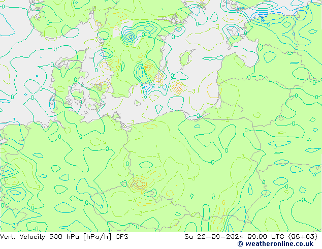 Vert. Velocity 500 гПа GFS Вс 22.09.2024 09 UTC