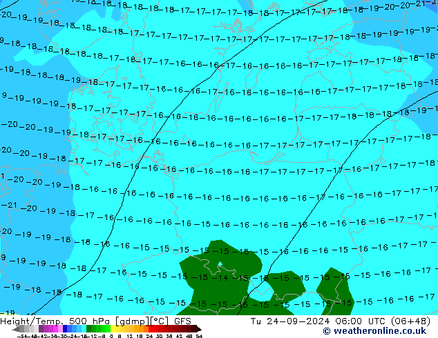 Height/Temp. 500 hPa GFS Di 24.09.2024 06 UTC