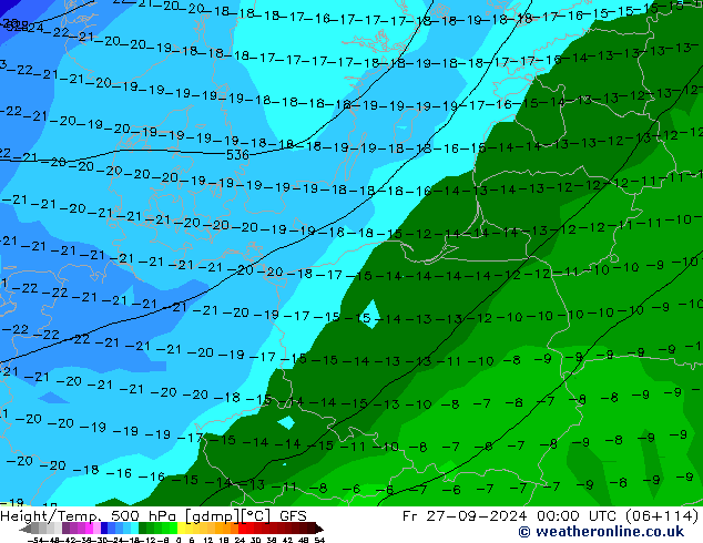 Height/Temp. 500 hPa GFS Fr 27.09.2024 00 UTC