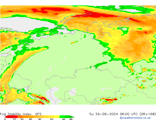 Fog Stability Index GFS Paz 29.09.2024 06 UTC