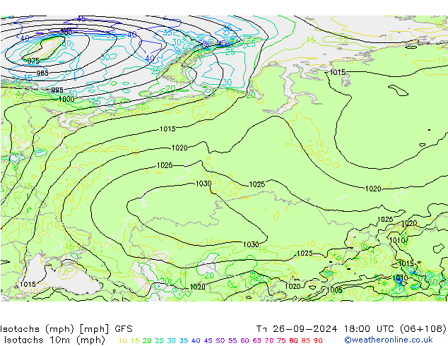 Isotachs (mph) GFS Qui 26.09.2024 18 UTC