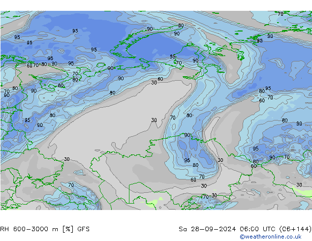 RH 600-3000 m GFS Sa 28.09.2024 06 UTC