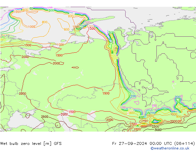 Theta-W Nulgradenniveau GFS vr 27.09.2024 00 UTC