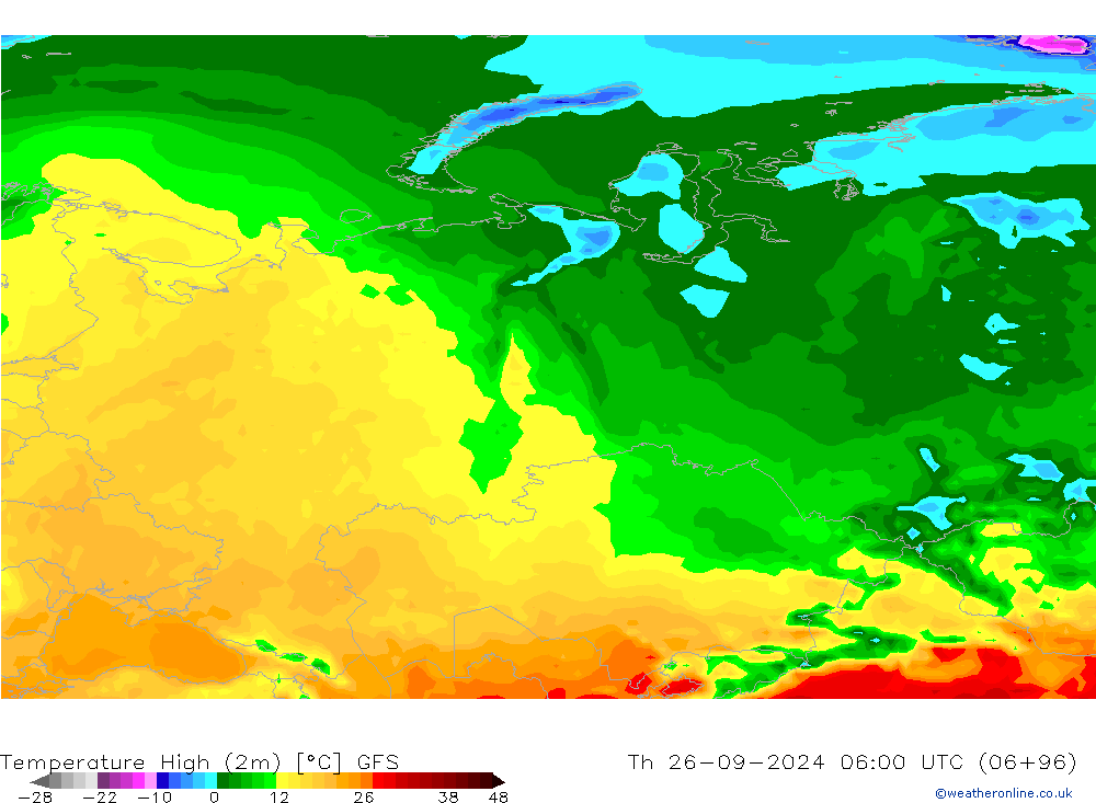 Max.temperatuur (2m) GFS do 26.09.2024 06 UTC