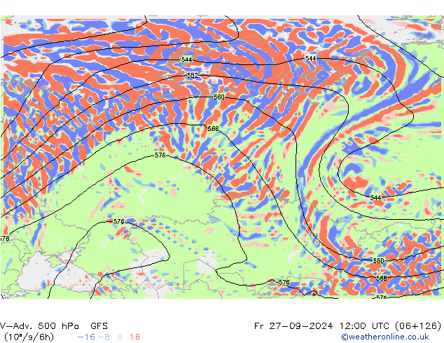 V-Adv. 500 hPa GFS Fr 27.09.2024 12 UTC