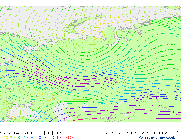 Streamlines 200 hPa GFS September 2024