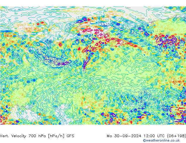 Vert. snelheid 700 hPa GFS ma 30.09.2024 12 UTC