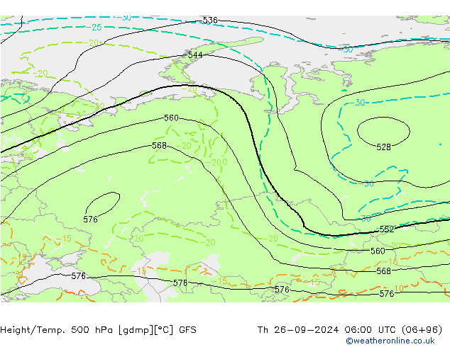 Height/Temp. 500 hPa GFS Th 26.09.2024 06 UTC