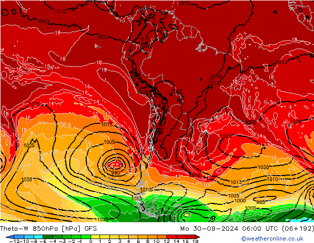 Theta-W 850hPa GFS Pzt 30.09.2024 06 UTC