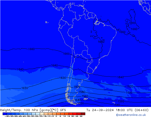 Height/Temp. 100 hPa GFS Tu 24.09.2024 18 UTC