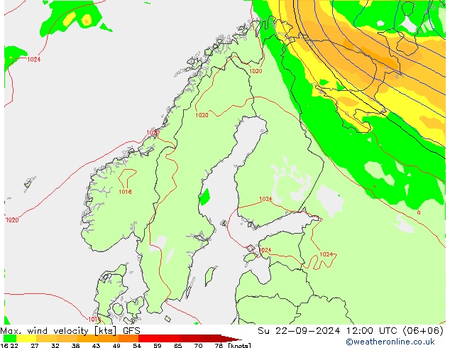 Windböen GFS So 22.09.2024 12 UTC