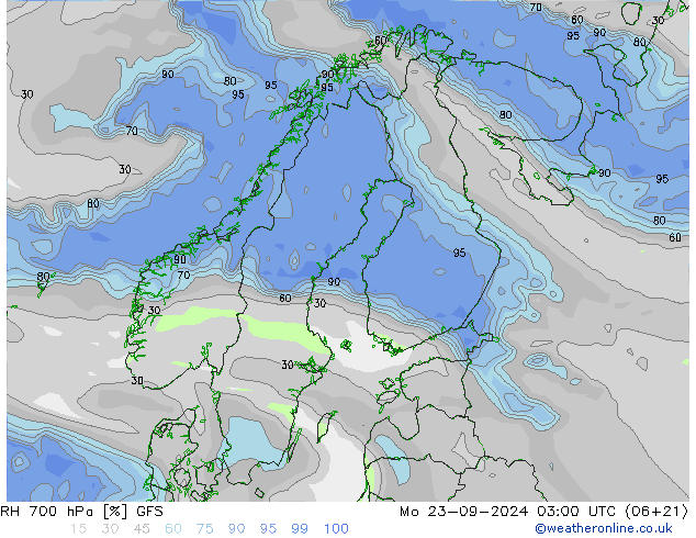 700 hPa Nispi Nem GFS Pzt 23.09.2024 03 UTC