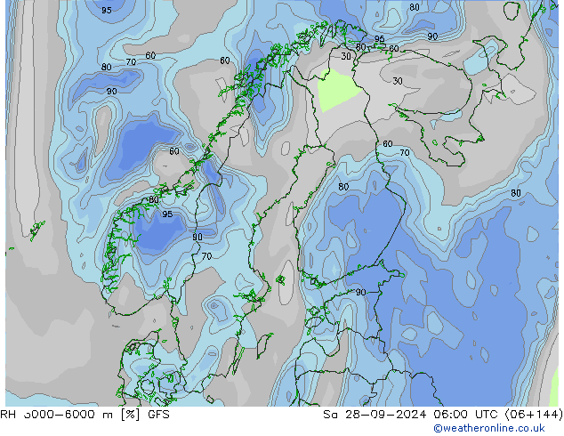 RH 3000-6000 m GFS Sa 28.09.2024 06 UTC