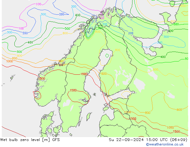 Theta-W Zero termico GFS dom 22.09.2024 15 UTC