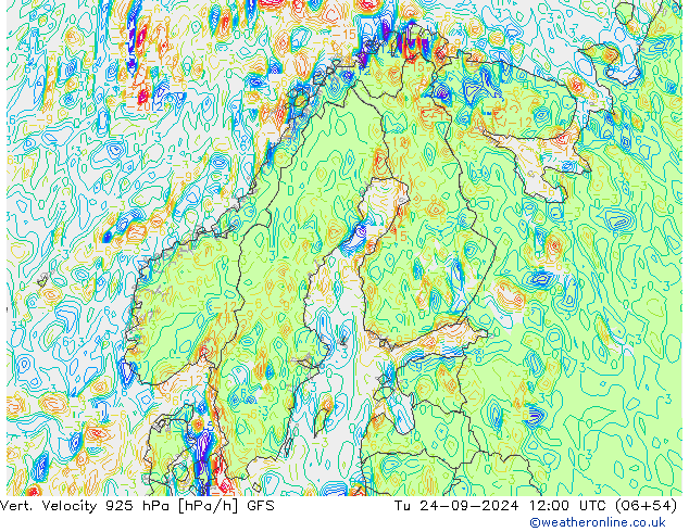 Vert. Velocity 925 hPa GFS Tu 24.09.2024 12 UTC