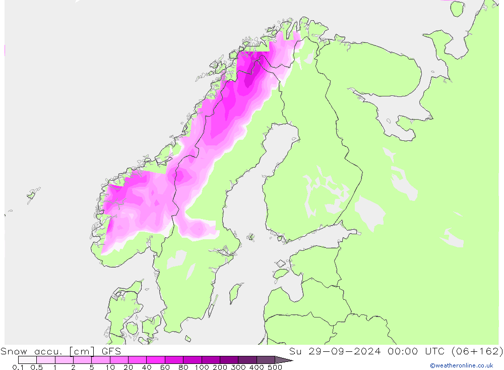 Snow accu. GFS Su 29.09.2024 00 UTC