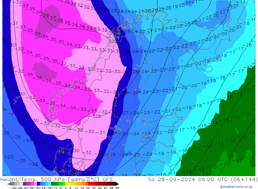 Z500/Regen(+SLP)/Z850 GFS za 28.09.2024 06 UTC