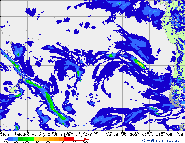 Storm Relative Helicity GFS Cts 28.09.2024 00 UTC