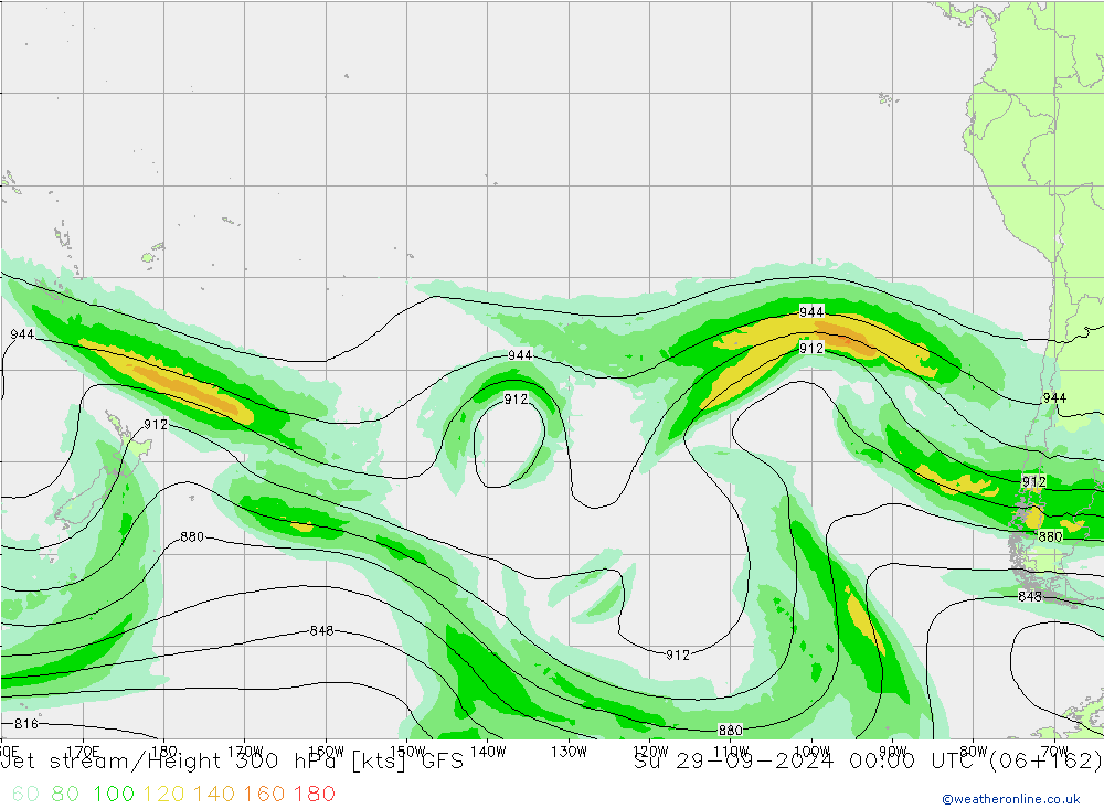 Jet stream/Height 300 hPa GFS Ne 29.09.2024 00 UTC