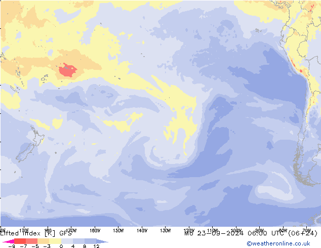 Lifted Index GFS ma 23.09.2024 06 UTC