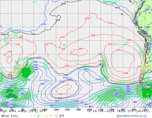 High wind areas GFS Tu 24.09.2024 18 UTC