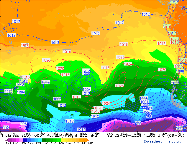 Thck 850-1000 hPa GFS Dom 22.09.2024 12 UTC