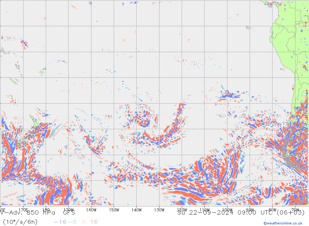 V-Adv. 850 hPa GFS zo 22.09.2024 09 UTC