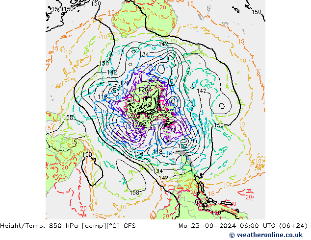 Height/Temp. 850 hPa GFS Mo 23.09.2024 06 UTC