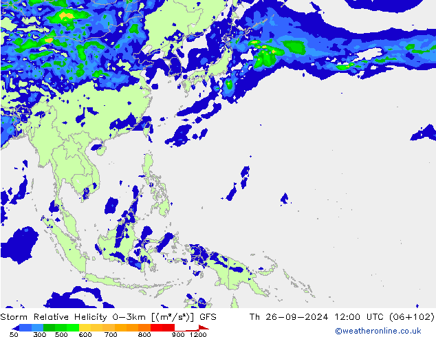 Storm Relative Helicity GFS gio 26.09.2024 12 UTC