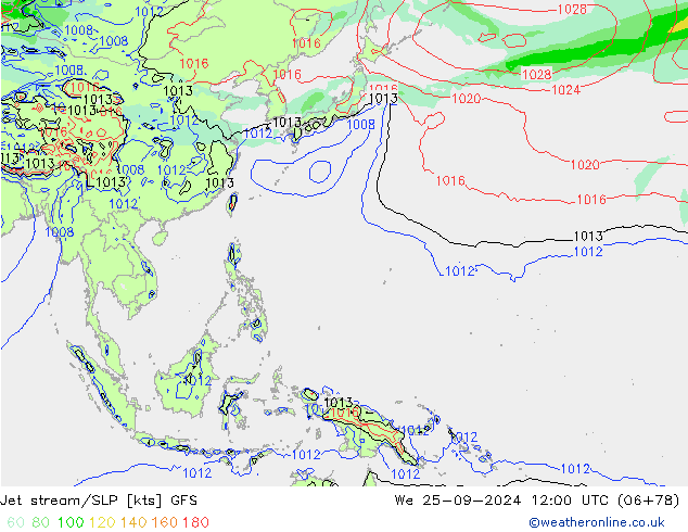 Straalstroom/SLP GFS wo 25.09.2024 12 UTC