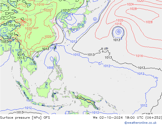 Surface pressure GFS We 02.10.2024 18 UTC