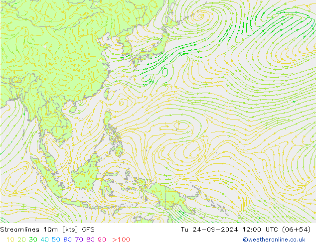 Stromlinien 10m GFS Di 24.09.2024 12 UTC