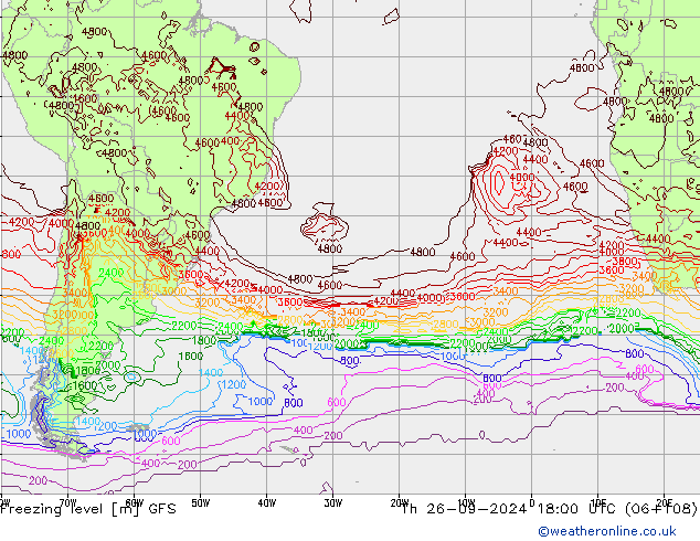 Freezing level GFS Čt 26.09.2024 18 UTC