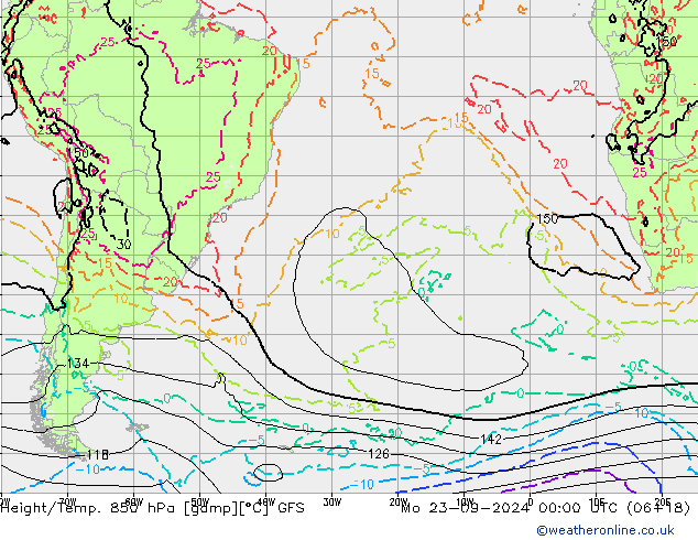 Yükseklik/Sıc. 850 hPa GFS Pzt 23.09.2024 00 UTC