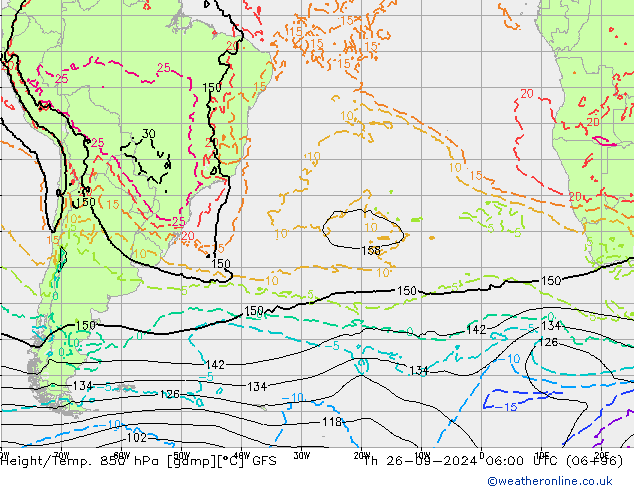 Z500/Rain (+SLP)/Z850 GFS Čt 26.09.2024 06 UTC