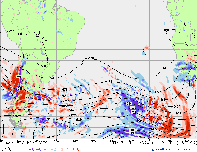 T-Adv. 500 hPa GFS Mo 30.09.2024 06 UTC