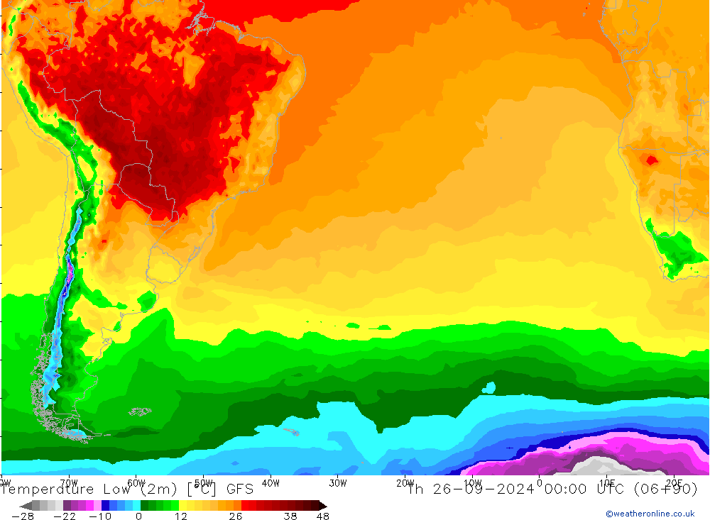 Темпер. мин. (2т) GFS чт 26.09.2024 00 UTC