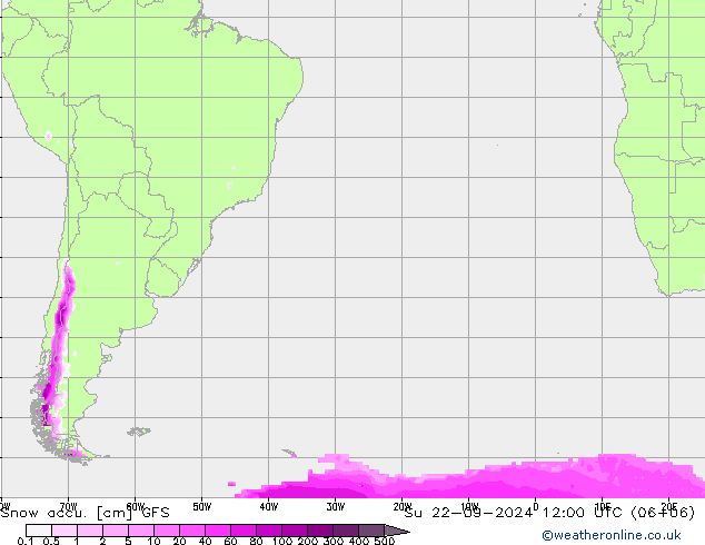 Snow accu. GFS Dom 22.09.2024 12 UTC