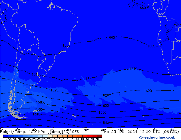 Height/Temp. 100 hPa GFS lun 23.09.2024 12 UTC