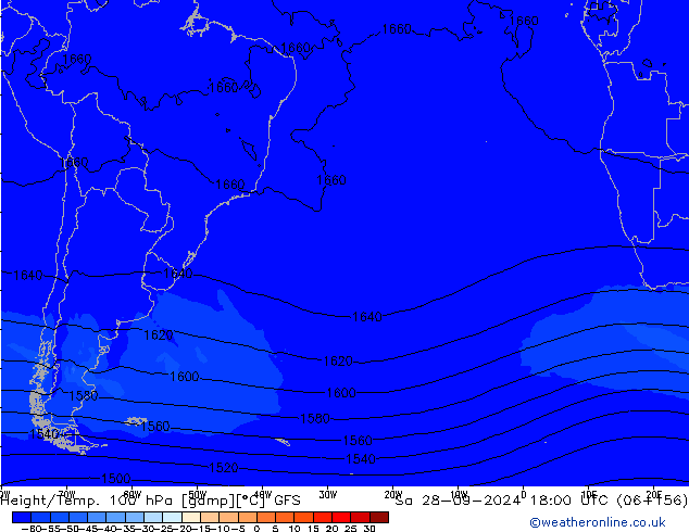 Height/Temp. 100 hPa GFS Sa 28.09.2024 18 UTC