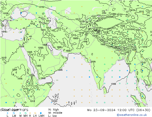 Cloud layer GFS Mo 23.09.2024 12 UTC