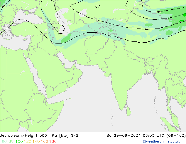 Jet stream/Height 300 hPa GFS Ne 29.09.2024 00 UTC