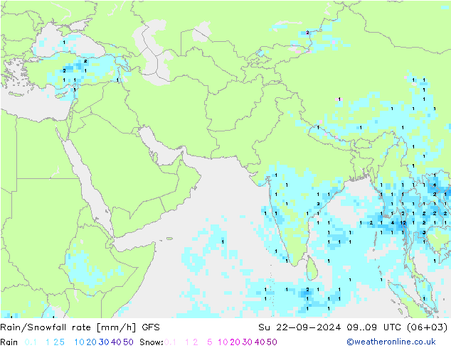 Rain/Snowfall rate GFS Сентябрь 2024