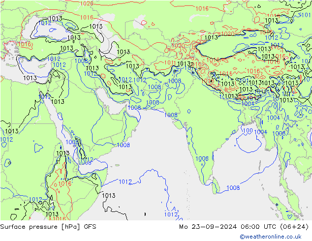 Surface pressure GFS Mo 23.09.2024 06 UTC