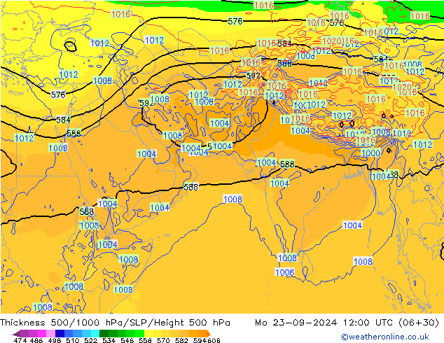 Thck 500-1000hPa GFS Mo 23.09.2024 12 UTC